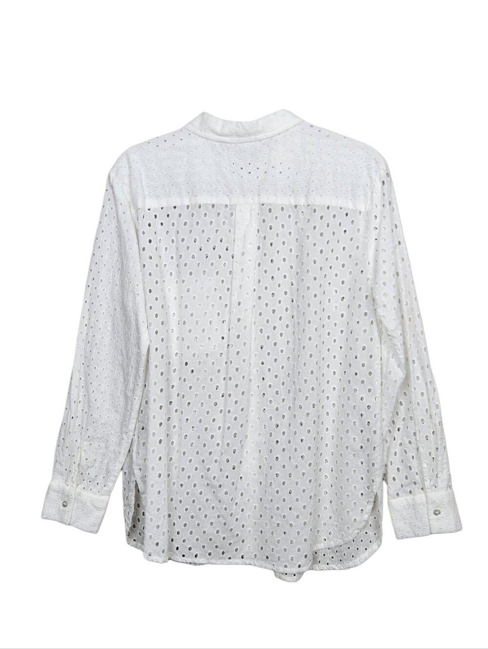 Lascana White Eyelet Button Up Long Sleeeve Collared Blouse Womens Size 12 - Picture 7 of 12